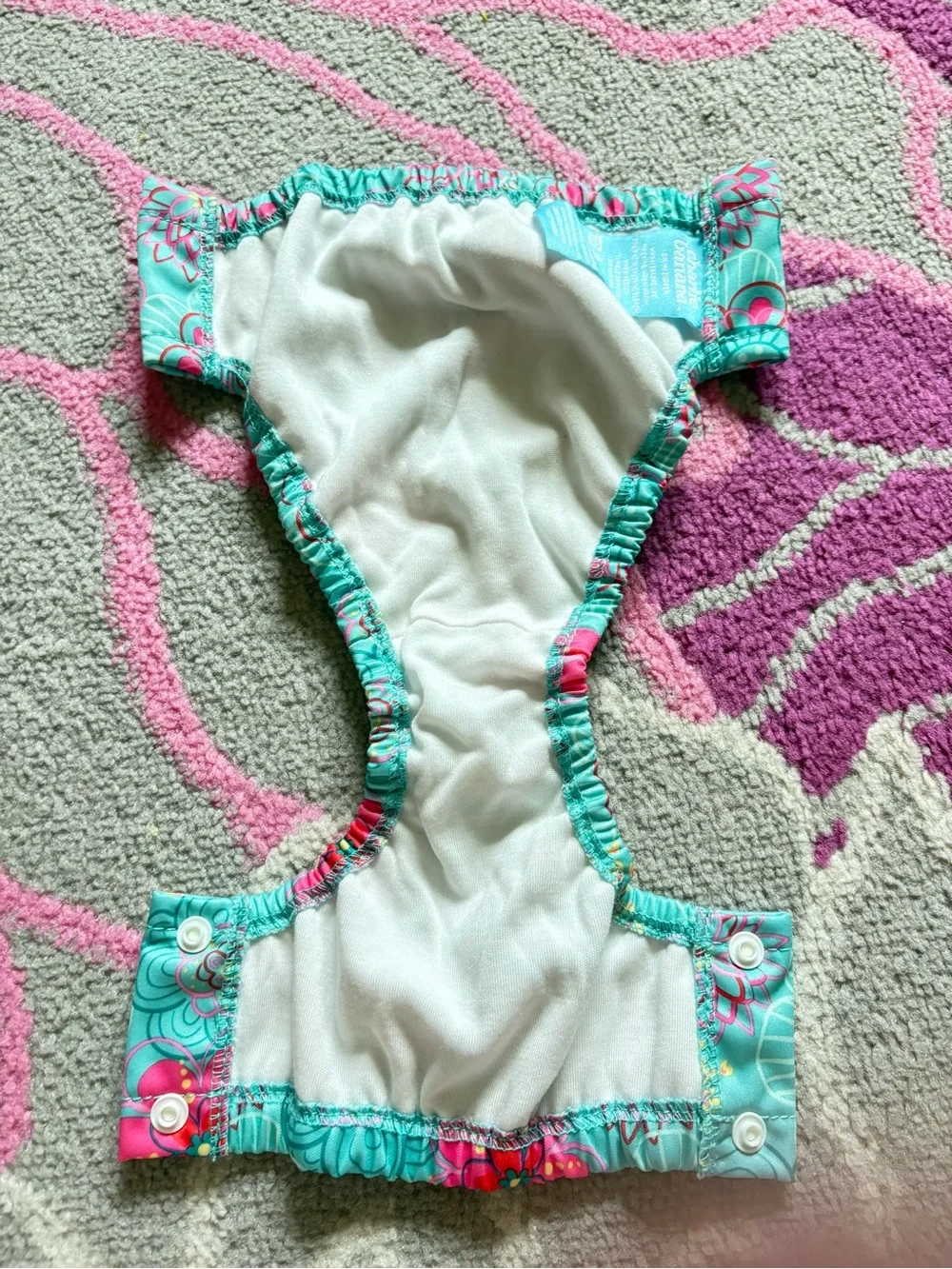 Charlie Banana Flower Print “Floriana” Swim Diaper with Snaps 16-28 lbs